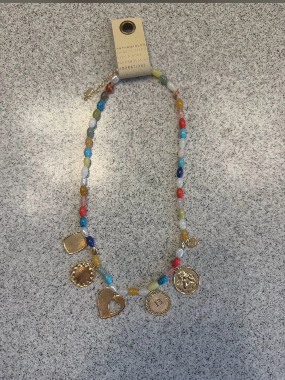 Anthropologie Beaded Multi Charm Necklace - Picture 2 of 4